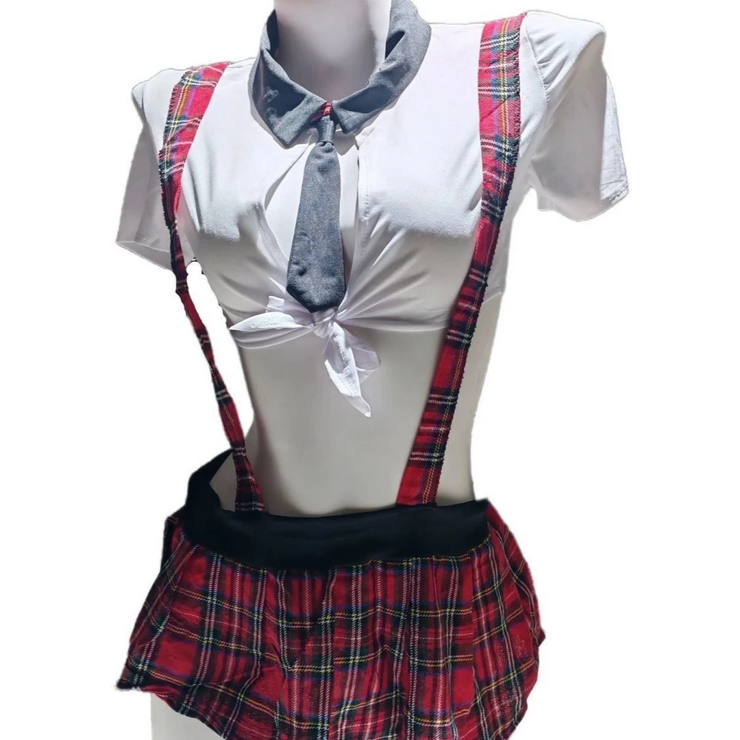 【迷失猫】性感甜美格子套装学生纯欲风