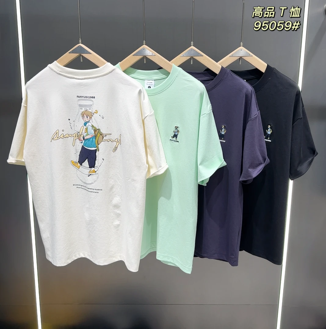 【双面冷萃液氨】广州潮牌重工款高端舒适透气夏季情侣款T恤 95059