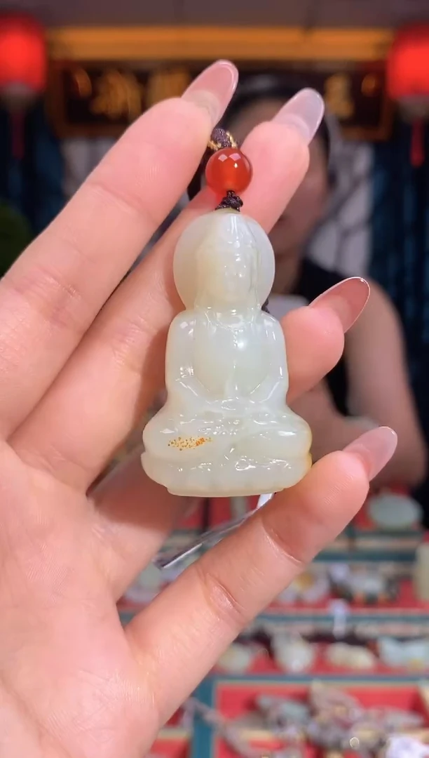 和田玉未镶嵌挂件观音