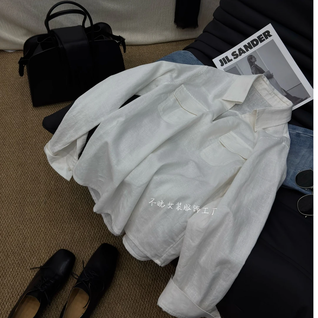 原创设计师款【风】棉麻衬衫上衣百搭套头调性老钱风必备单品