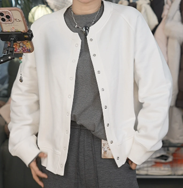 喜家外贸-「棒球领开衫」定制款纯棉一体绒加厚百搭上衣外5002