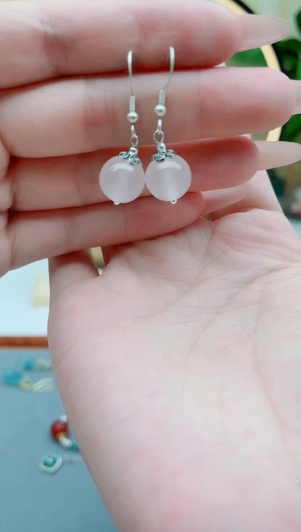 玛瑙/玉髓耳饰银S925镶嵌208