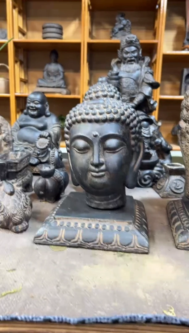 陶土【火山泥】小佛首+莲花底座