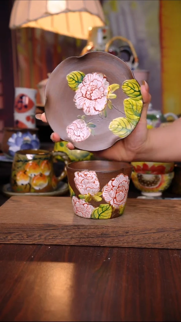 杯子陶泥垚手作 景德镇手工手绘陶瓷器物