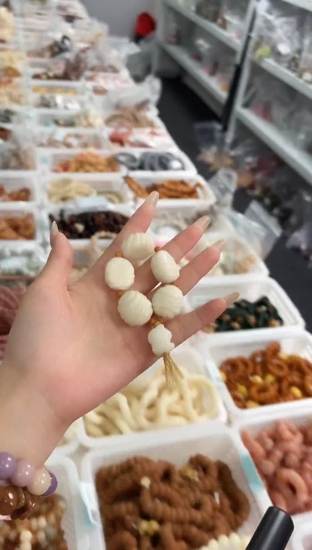 手串菩提根/象牙果琼枝25以下象牙果白色螺纹面包手捻@@CP113-781