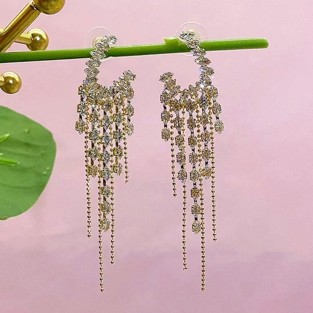 铜合金锆石耳饰 （442号）个性满锆时尚设计精致女人味十足耳饰