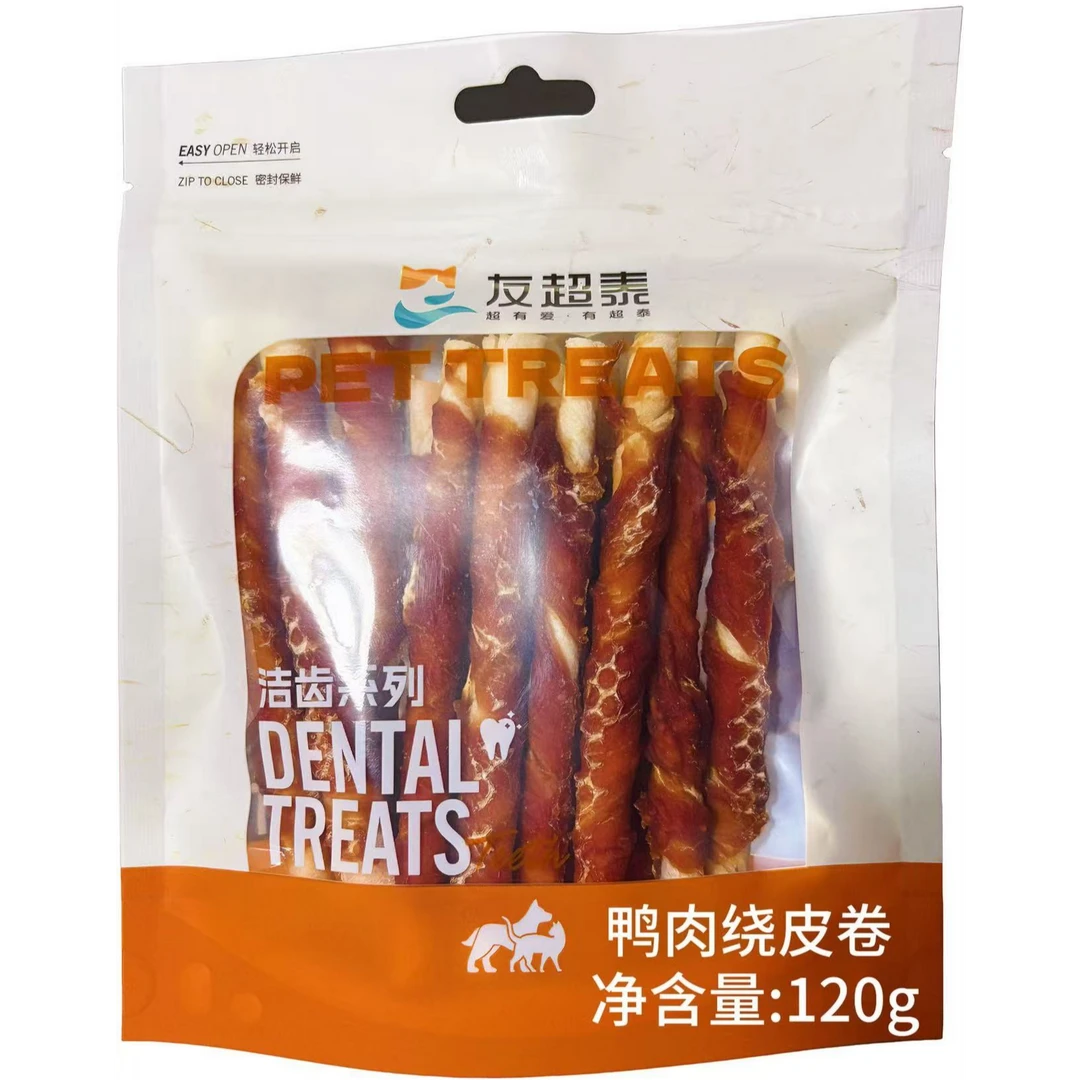 鸭肉缠牛皮宠物狗零食营养洁齿耐咬磨牙棒