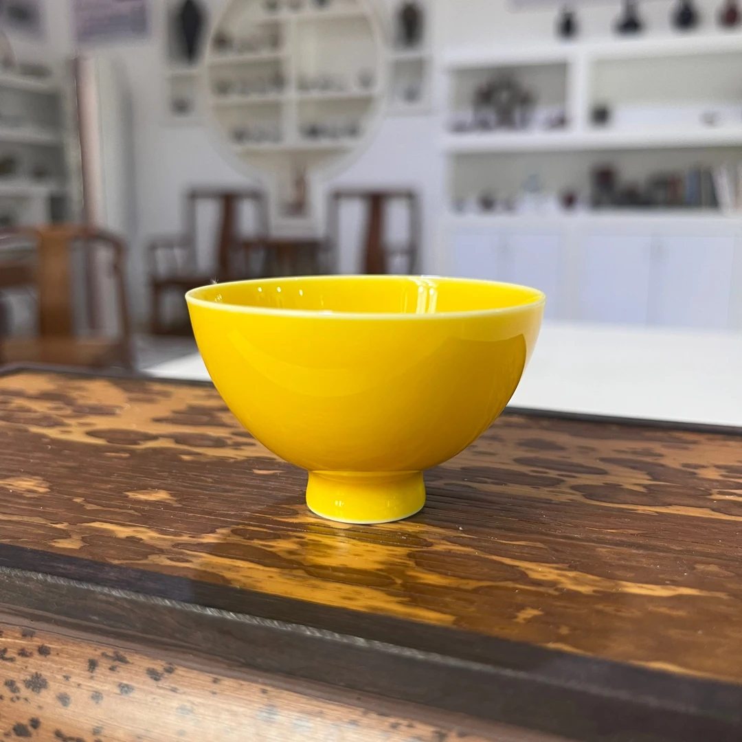 景德】闰火堂 娇黄小鸡心杯（内外） 陶瓷 rht680