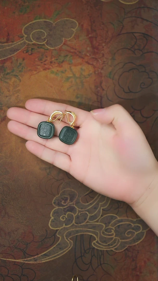 【闪购商品】和田玉耳环未镶嵌塔青扎基拉姆