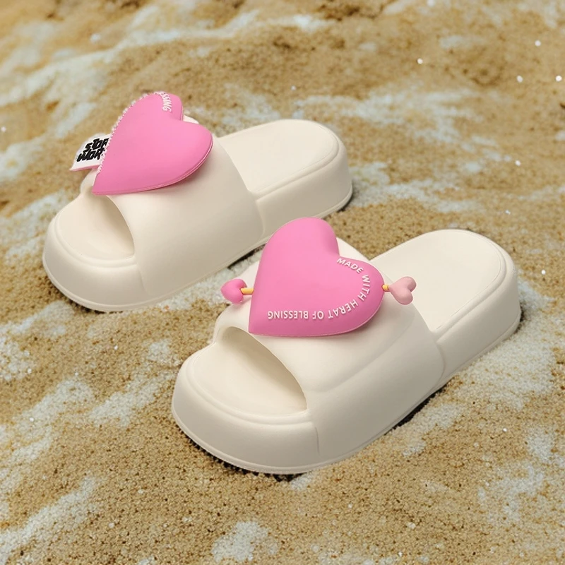 凉拖鞋女夏季粉红爱心舒适厚底外穿防滑居家室内外穿时尚靓妹拖鞋