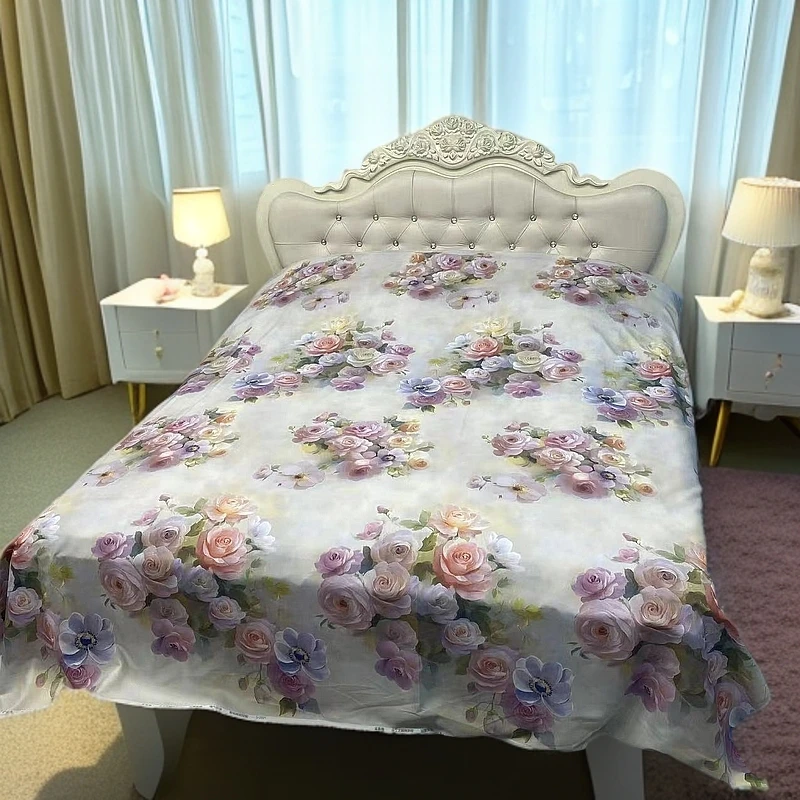 《花团锦簇》高档数码加厚加密亲肤斜纹双人床单送加工
