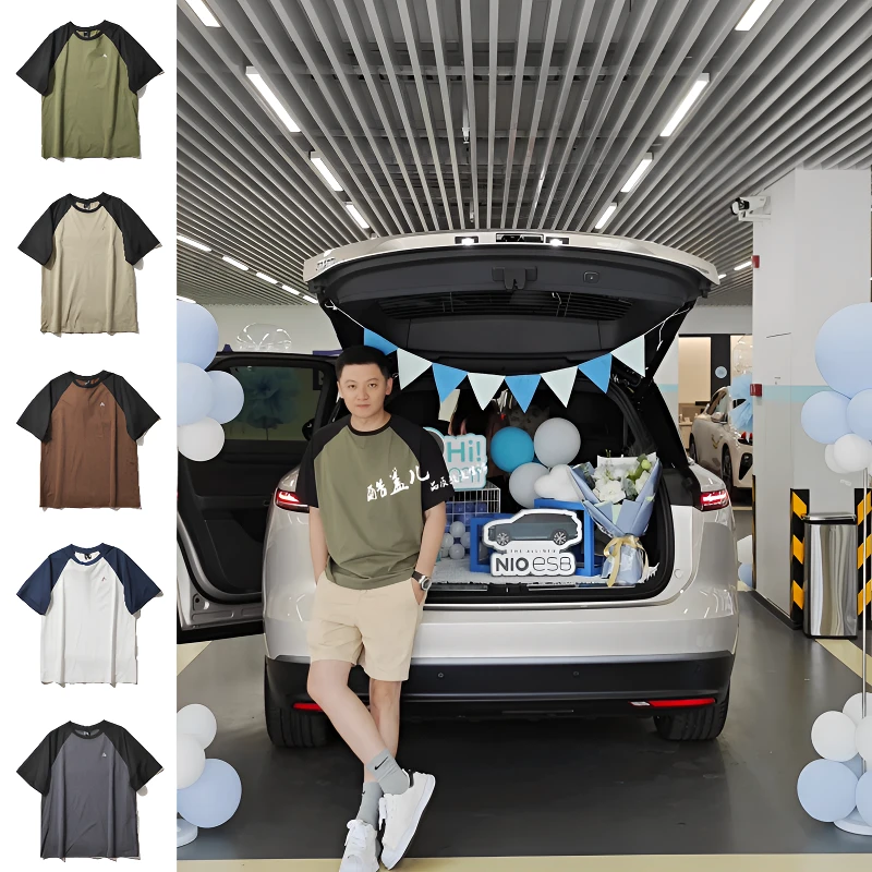 三角标系列日系高街潮流2025年夏季新款男女情侣拼接撞色短袖T恤