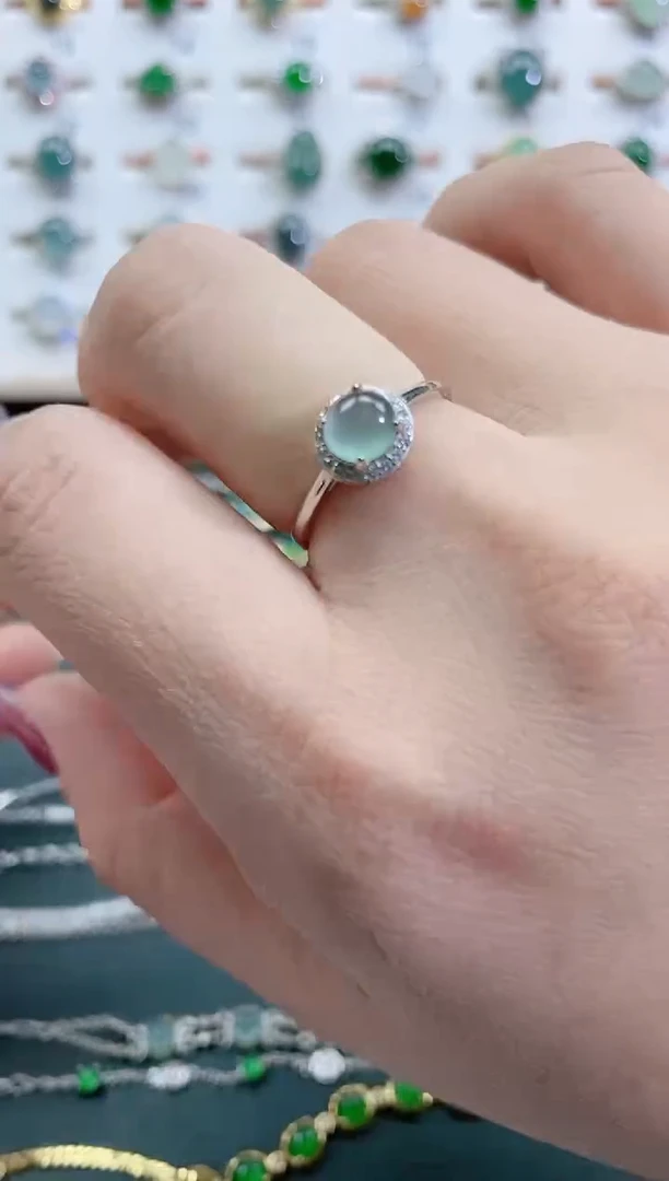 银S925镶嵌戒指翡翠天然翡翠