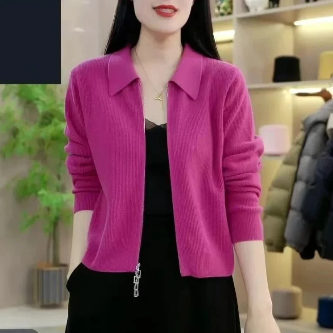 迈4高档时尚气质休闲短款针织开衫毛衣春季新品