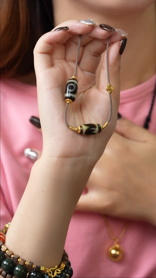 【闪购商品】玛瑙/玉髓颈饰未镶嵌LZ-00926-牙牙二眼设计项链