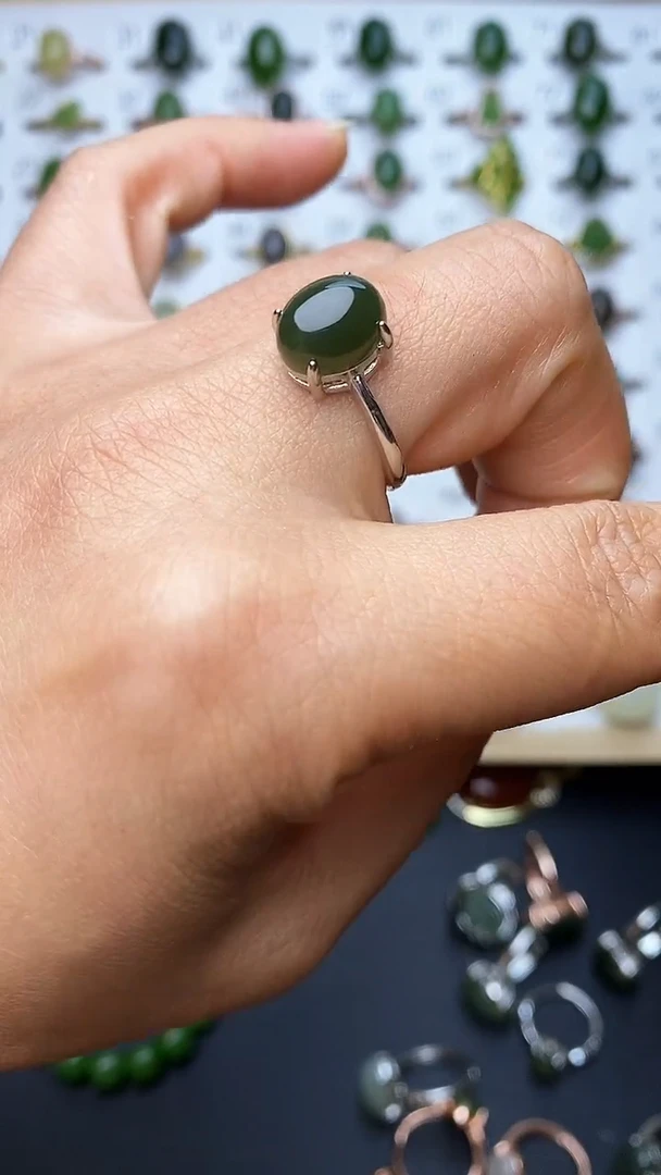 【闪购商品】和田玉戒指银S925镶嵌1