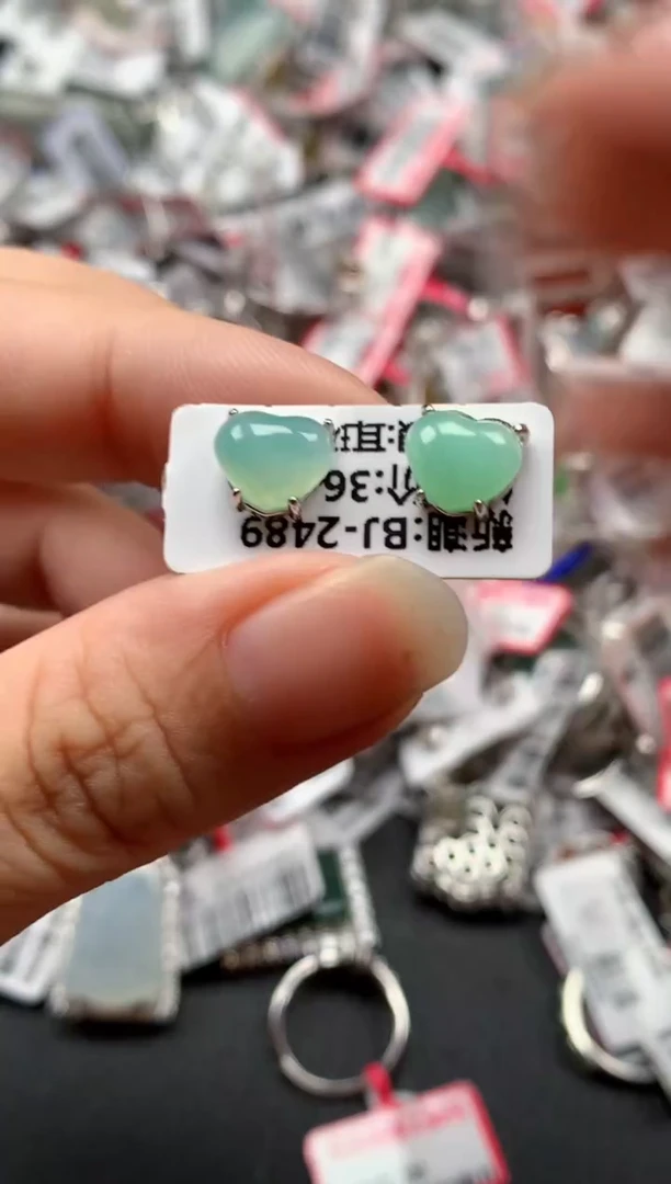 银S925镶嵌戒指翡翠天然A货缅甸翡翠