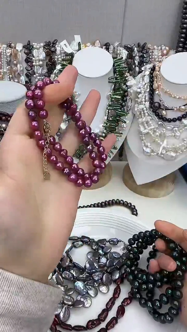 颈饰银S925镀金镶嵌淡水珍珠1