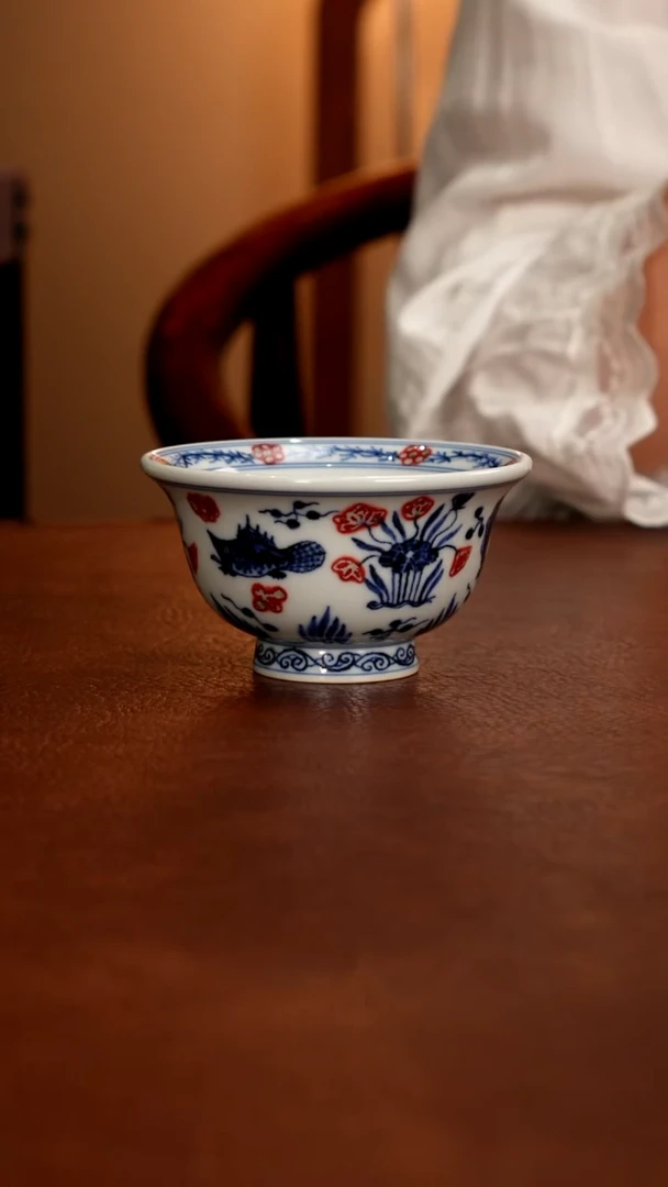 摆件陶景德镇瓷器，明成化青花瓷手绘茶具~