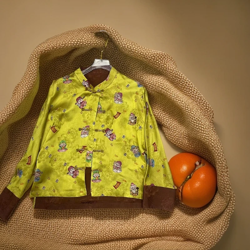 小财神福来财来重磅55姆米香云老料定制百搭时尚减龄2025新款上衣