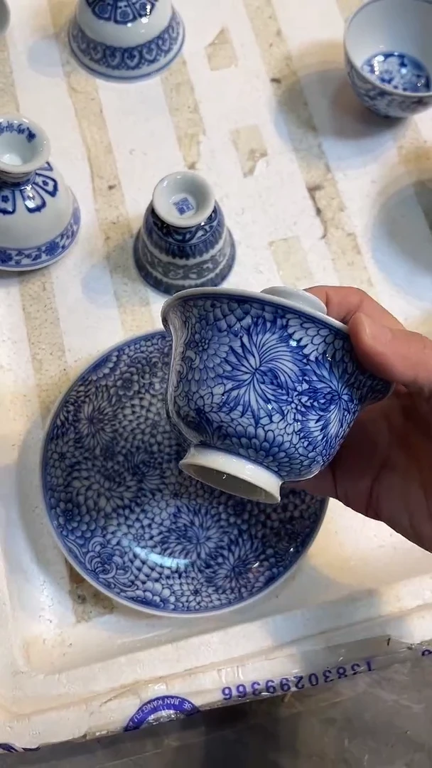 摆件陶盖碗+壶承 景德镇精品茶器