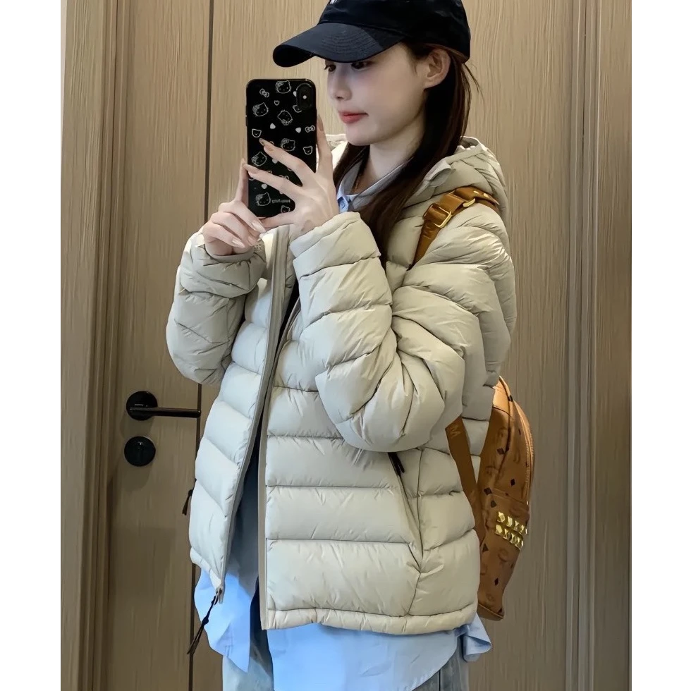 韩版排骨棉服女2025新款轻薄修身短款显瘦运动连帽潮棉衣212