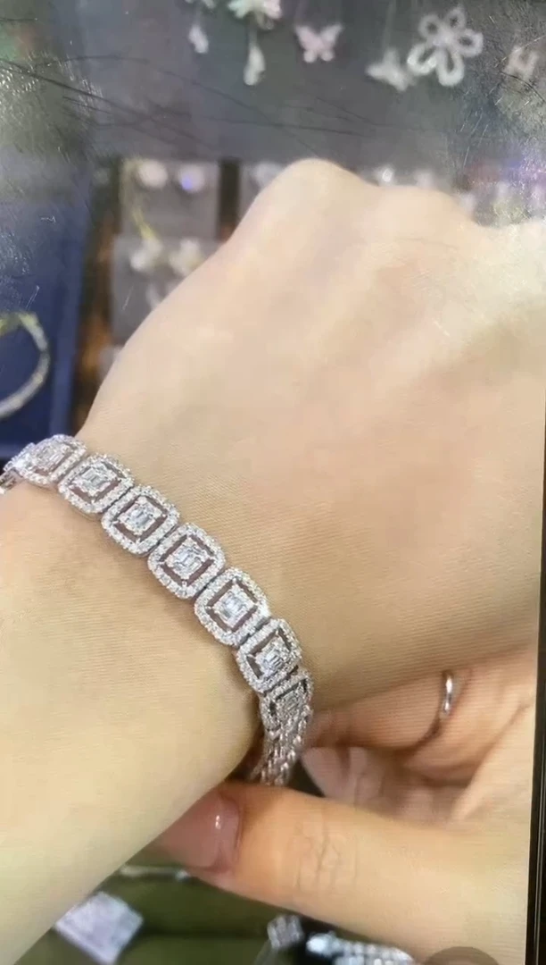 【闪购商品】钻石手链18K金镶嵌C430010-16#  豪镶方糖 多人