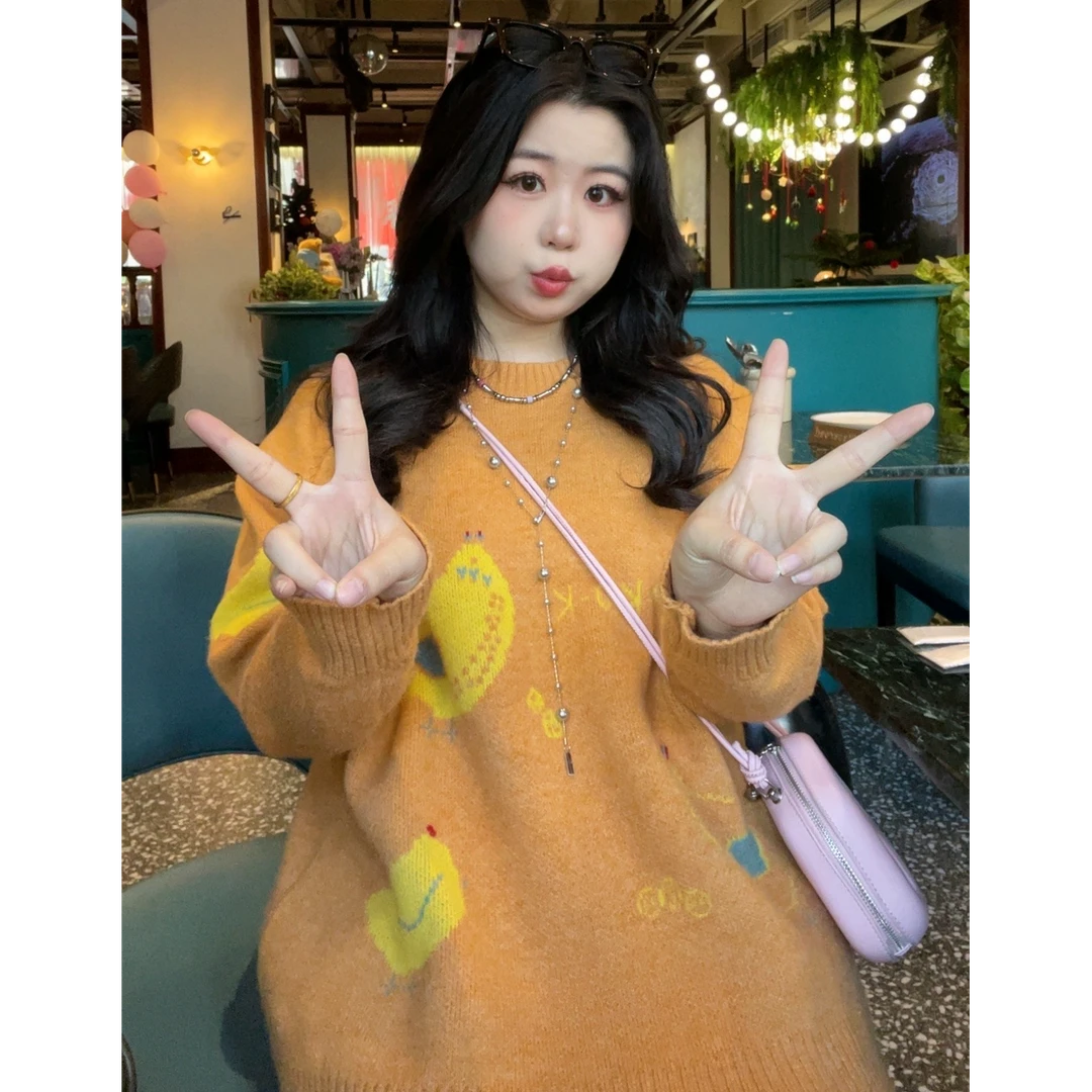 【清仓】305秋冬李加厚复古减龄情懒高级感针织衫