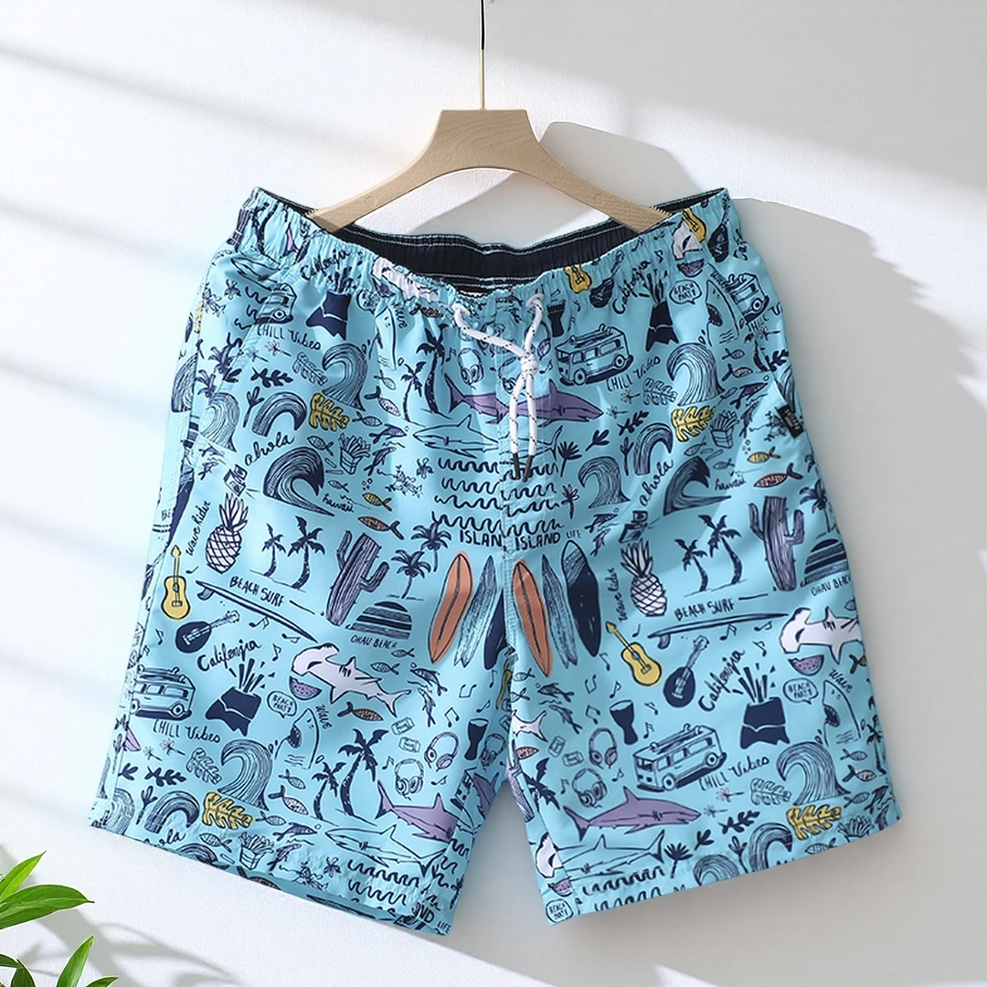 2025短裤男士潮牌高级感休闲五分裤海边花裤衩宽松速干可下水短裤