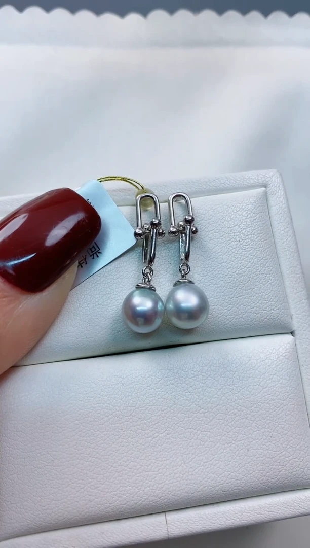 【闪购商品】海水珍珠耳饰银S925镶嵌7-8真多麻耳饰