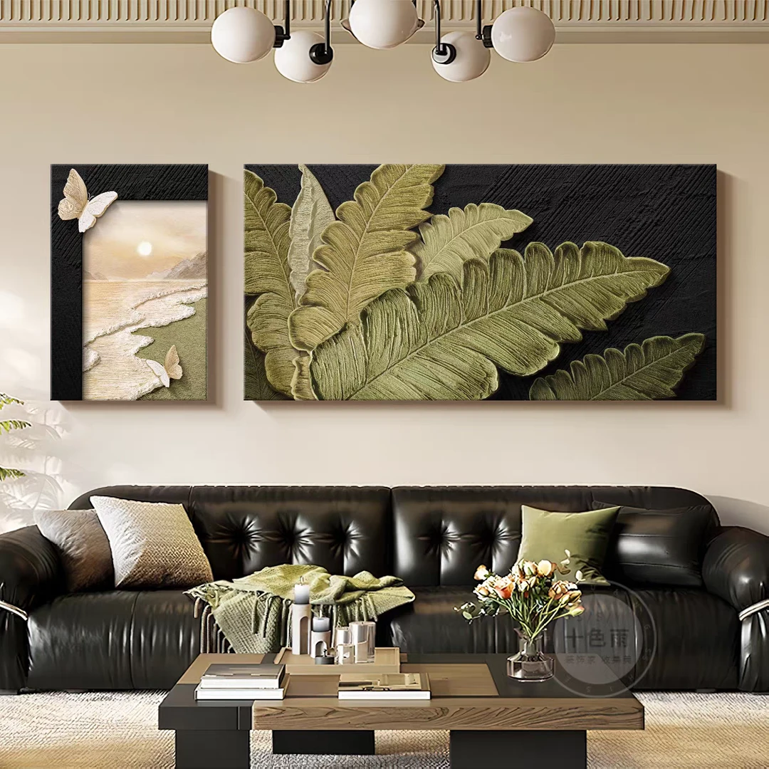 【中古风家大业大组合】砂岩肌理画客厅沙发背景墙美式定制装饰挂画