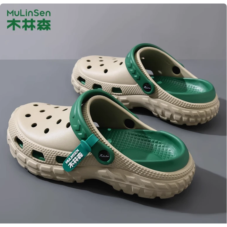 木林森洞洞鞋春夏潮流时尚外穿两用休闲防滑耐磨厚底软底踩屎感鞋