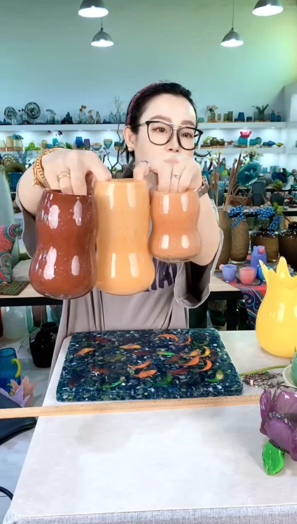 慕忆家手作琉璃花瓶一套