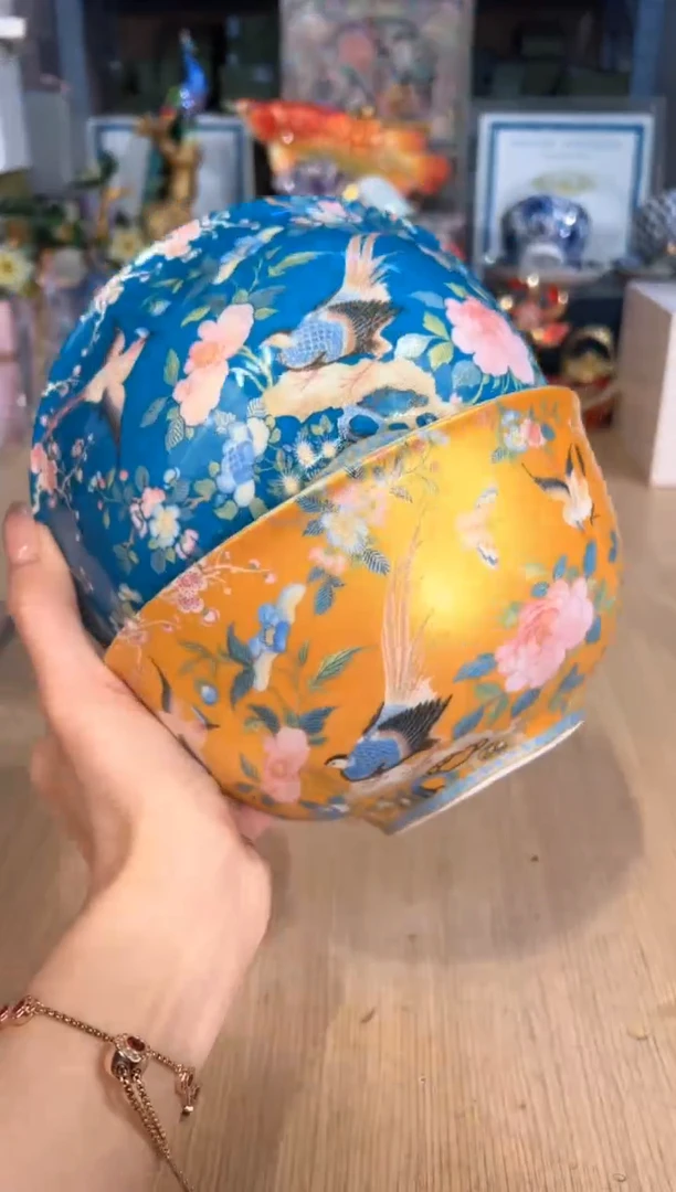 【闪购商品】杯139百鸟面碗套二（仿金/深蓝）