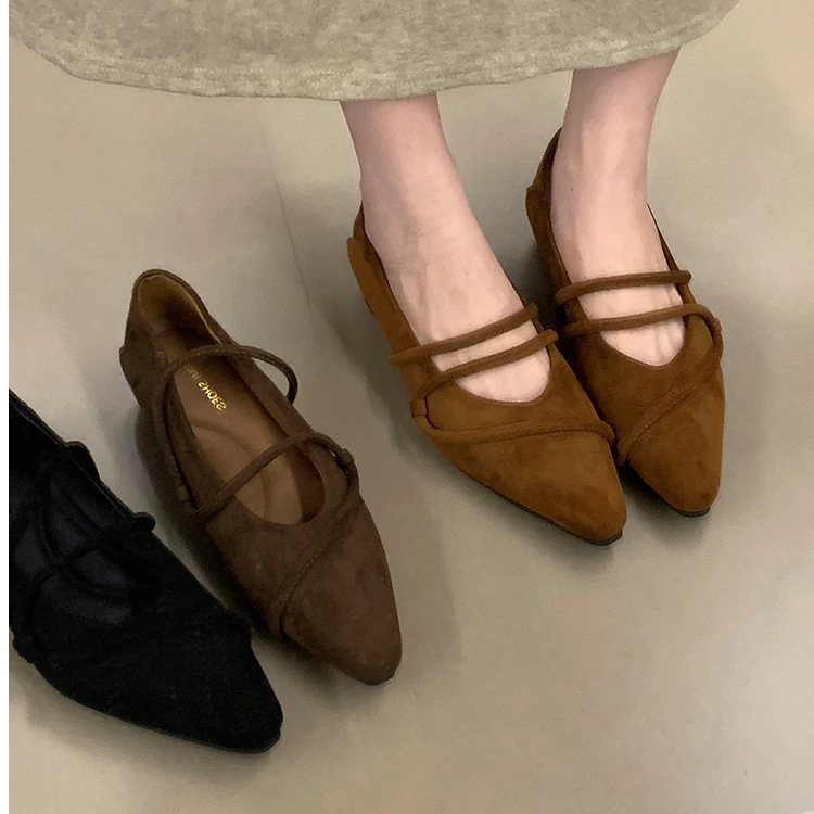 法式尖单头鞋平底设计2025年复秋季新配裙子女鞋子感古玛丽珍款鞋