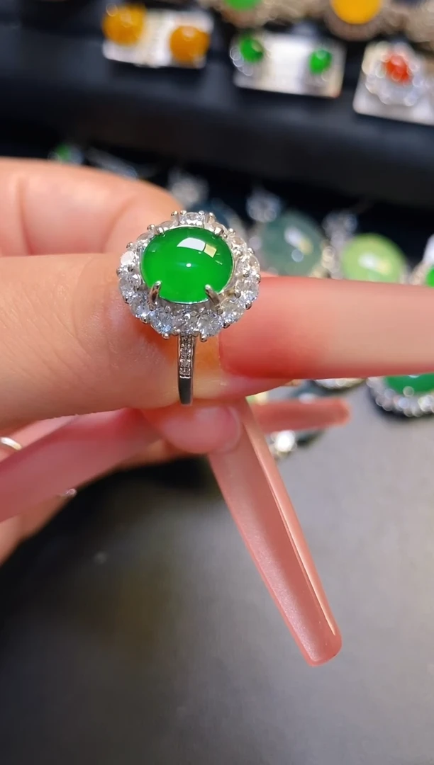 银S925镶嵌翡翠耳饰天然