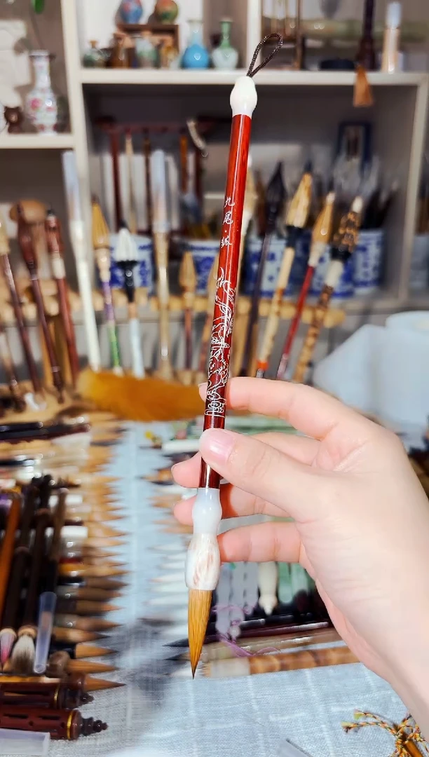 17号 红檀银丝镶嵌纯狼毫出锋3.7（清水试笔）