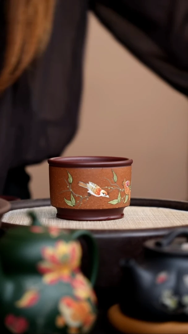 茶壶紫砂降坡泥粉浆汉瓦杯石榴鸟