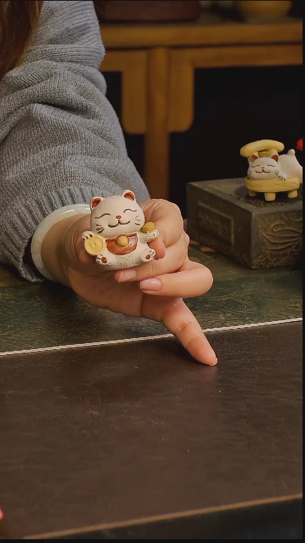 紫砂茶宠可爱招财猫茶宠