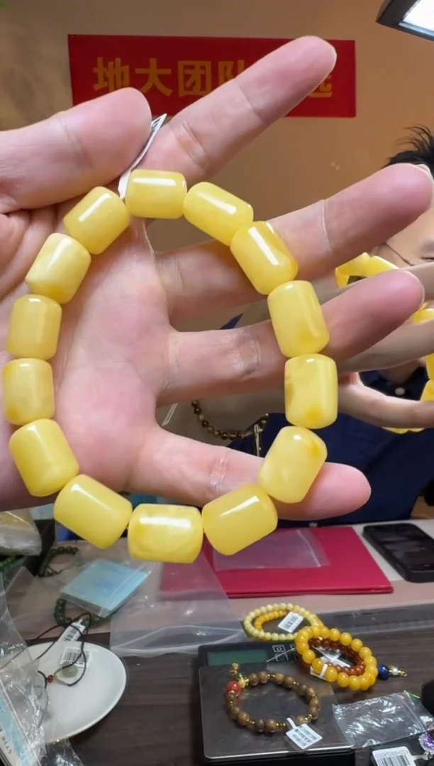 手链琥珀未镶嵌蜜蜡桶珠单圈手串
