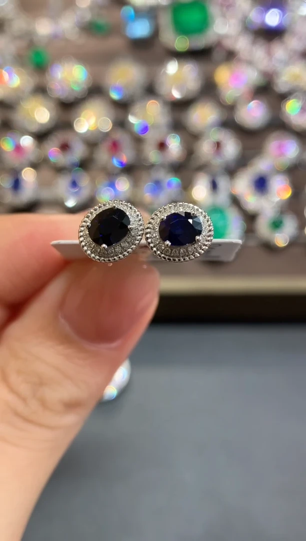 耳饰蓝宝石18K金镶嵌q48  多样性一件发