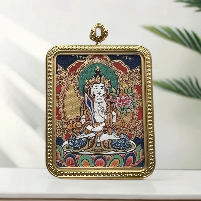 唐卡 虚空藏王 牛虎 本本 吊坠 4*5铜壳