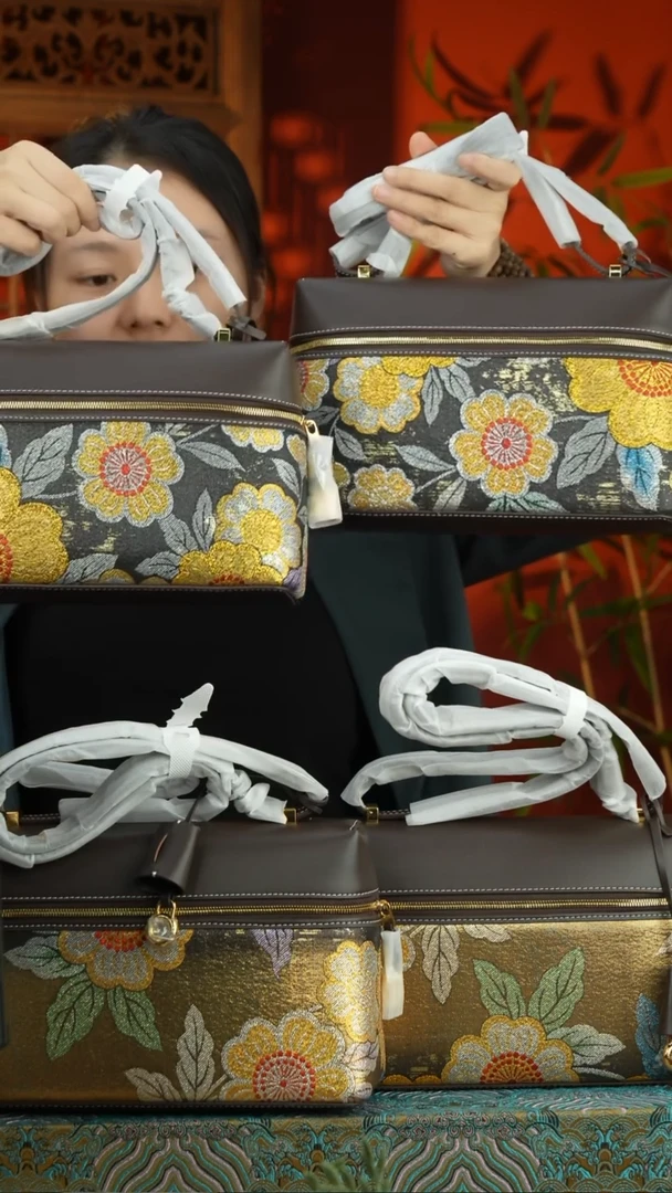 刺绣LP饭盒包唐锦包包（图案随机不指定介意勿拍）