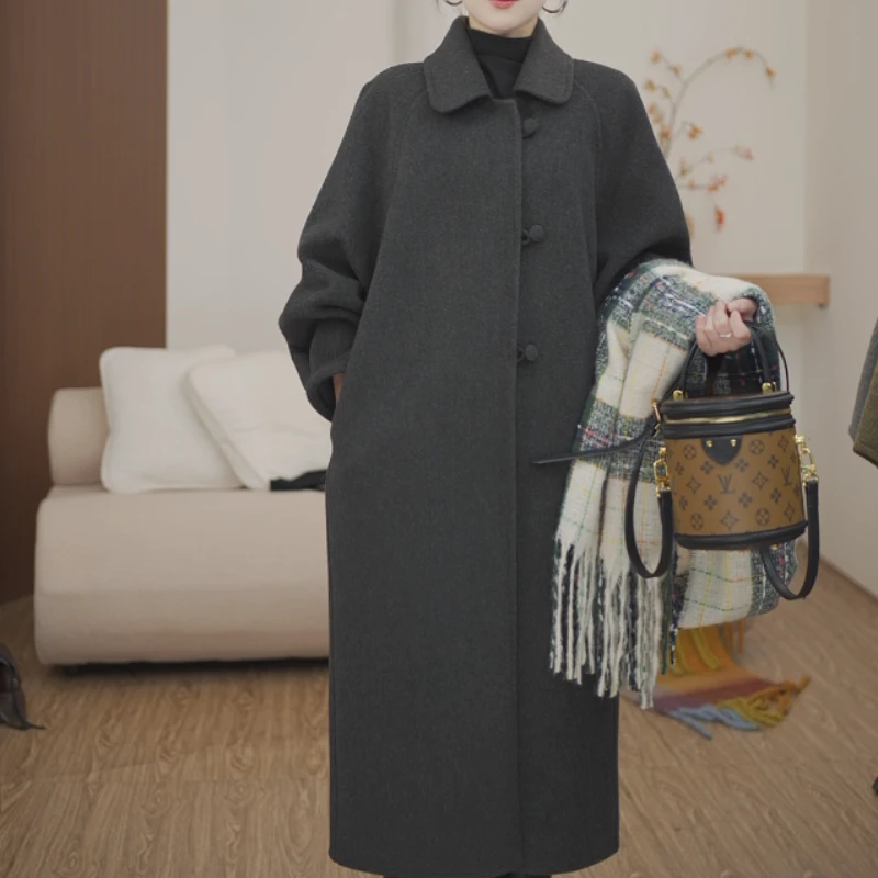 【NN】秋冬新款羊毛大衣双面绒双面呢女中长款宽松厚款毛呢外套