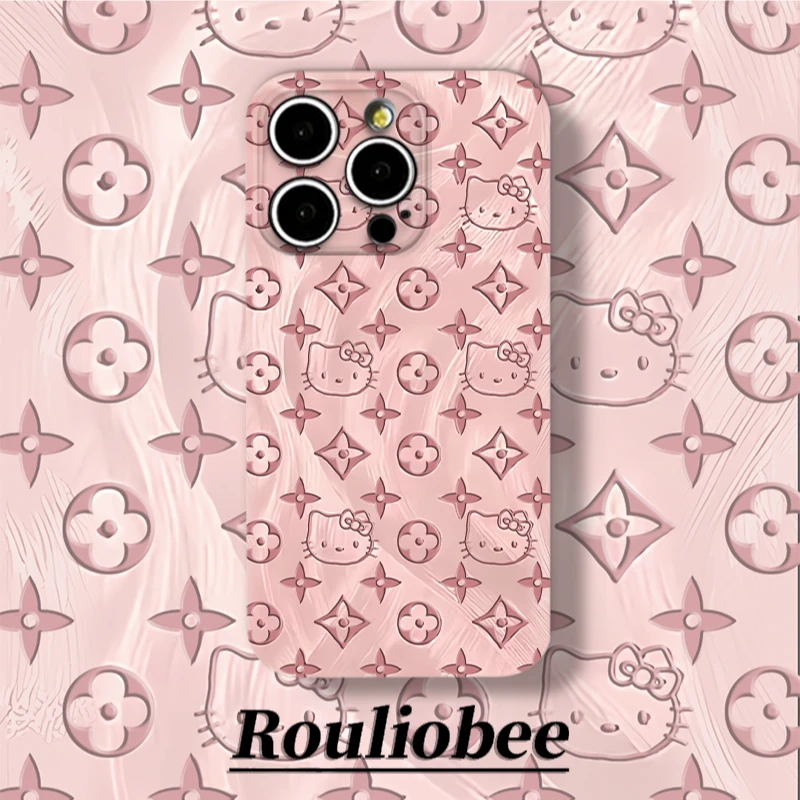 BANCA粉KT印花羽纱纹适用苹果16/15菲林手机壳华为oppo小米15vivo