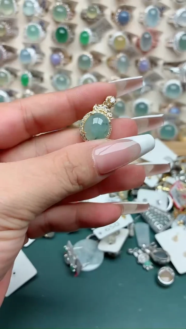 吊坠(不含链)银S925镶嵌翡翠.