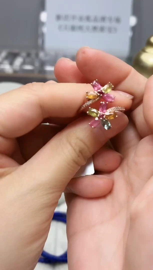 银S925镶嵌戒指碧玺285BJ1213产品一个（多样性）