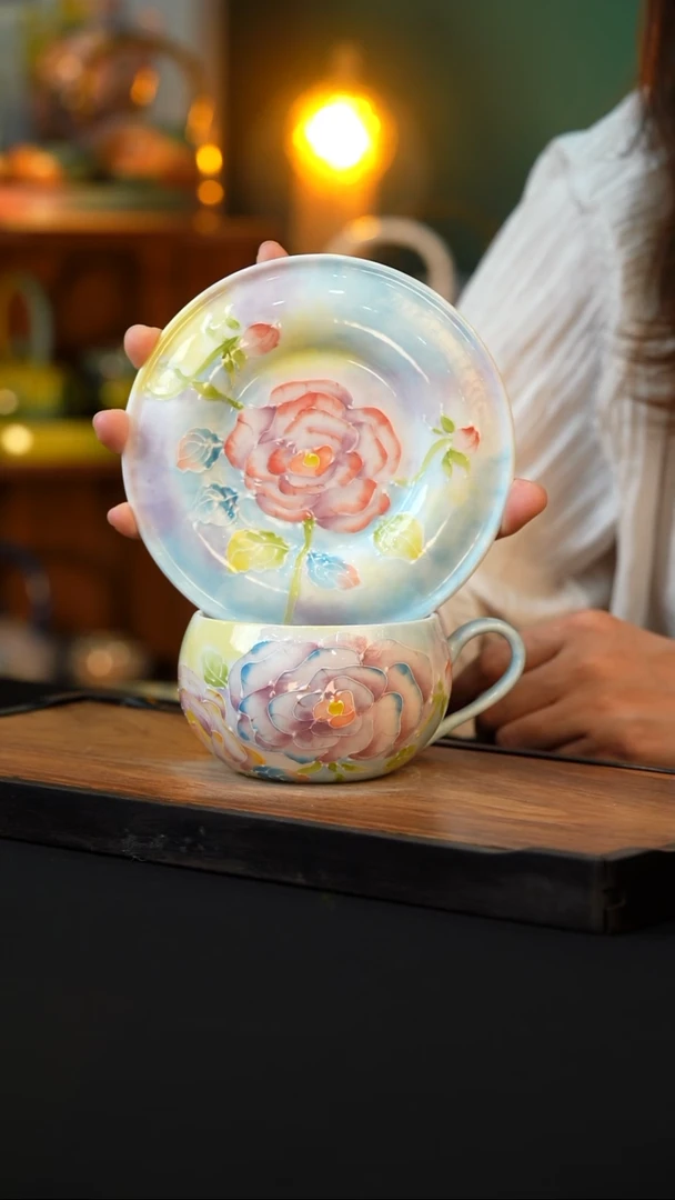 杯手绘心瓷陶瓷浮力