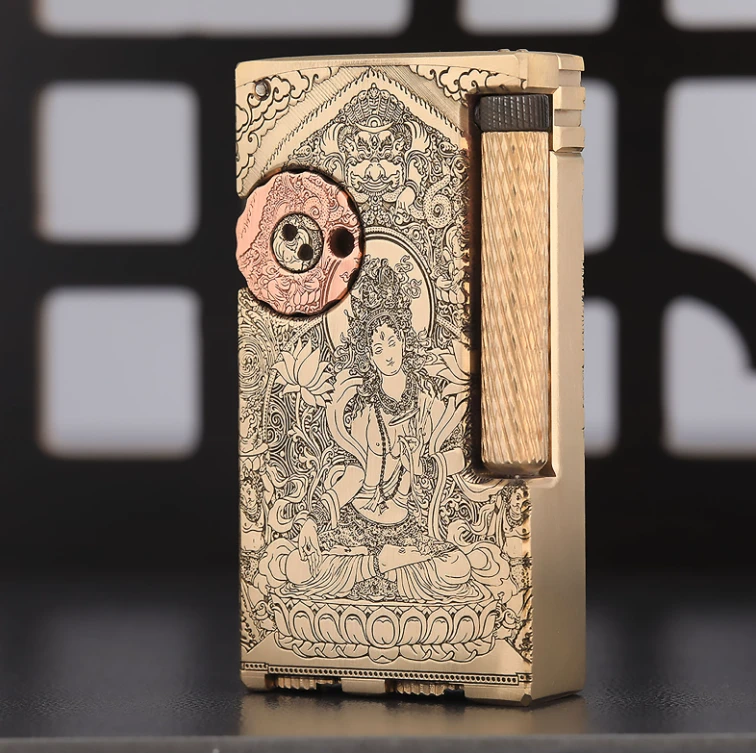 帕伽尼白度母黄铜煤油侧滑打火机高端双仓待机王创意男士收藏