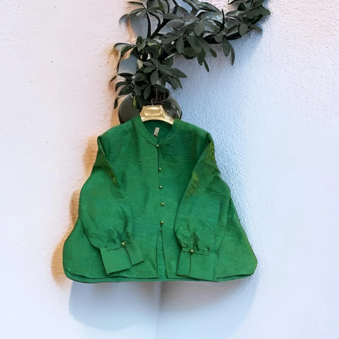 拼接圆领长袖薄款提花常规上衣双面网红春秋春季女士